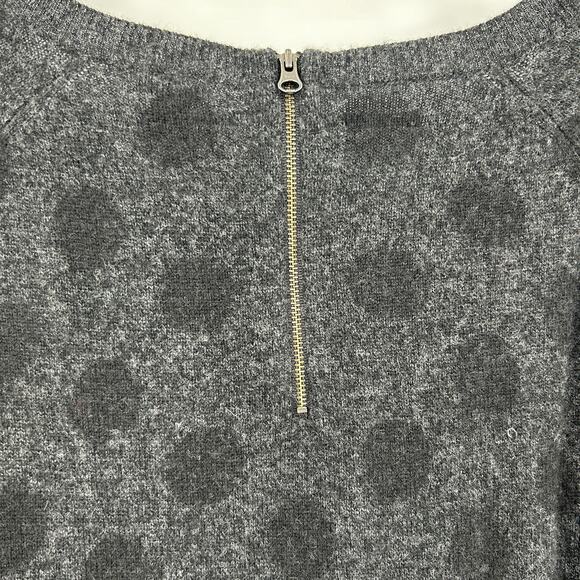 Halogen Cashmere Gray Black Polka Dot Crewneck Sweater Size XL - Picture 5 of 6